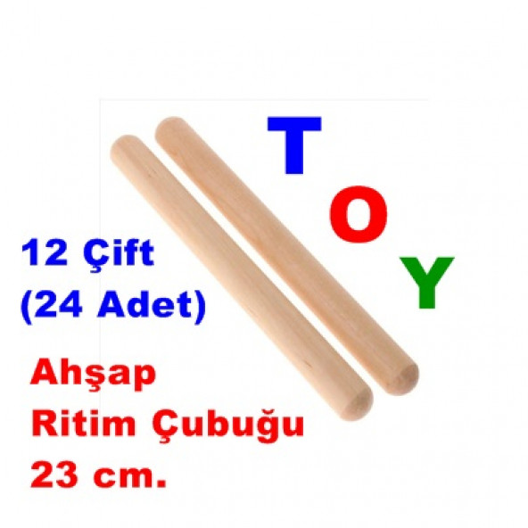 Ahşap Ritim Çubuğu 23 cm. 12 ÇİFT ( 24 Adet ) ürün görseli 1