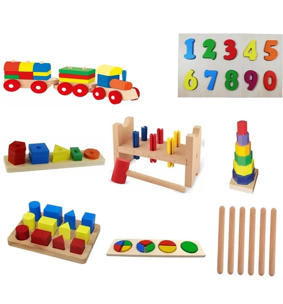 Ahşap Oyuncak 8 Lİ Kavram Seti Montessori Eğitim Materyalleri ürün görseli 1