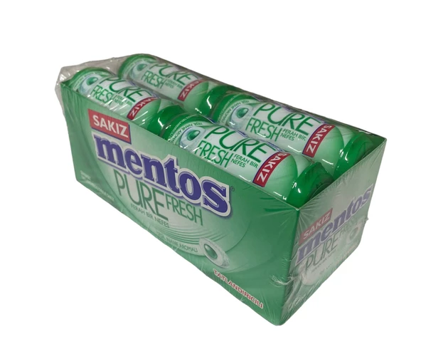 Mentos Pure Fresh Yeşil Nane Aromalı Draje Sakız 30 gr x 12 Adet ürün görseli 1