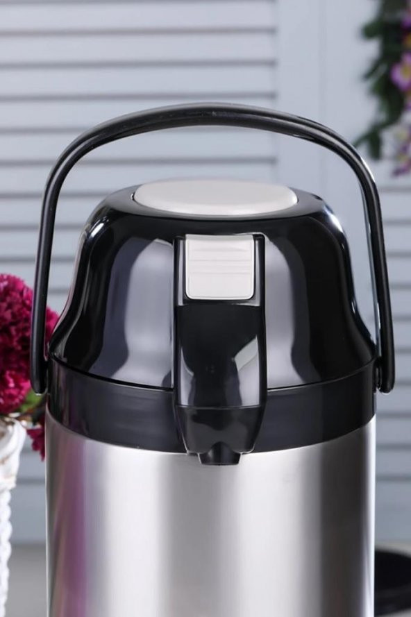 Cooker 2008 3.5 Litre Pompalı Çelik Termos Siyah - Resim 2
