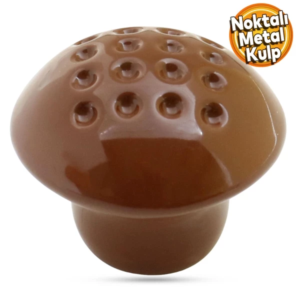Noktalı Mantar Düğme Kulp Çekmece Bebek Çocuk Genç Odası Dolap Kapak Kulpu Kulbu Kahverengi Metal Ku ürün görseli 1