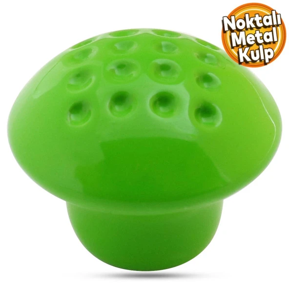 Noktalı Mantar Düğme Kulp Çekmece Bebek Çocuk Genç Odası Dolap Kapak Kulpu Kulbu Yeşil Metal Kulp ürün görseli 1