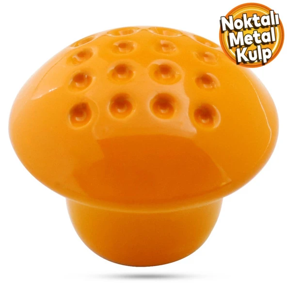 Noktalı Mantar Düğme Kulp Çekmece Bebek Çocuk Genç Odası Dolap Kapak Kulpu Kulbu Turuncu Metal Kulp ürün görseli 1