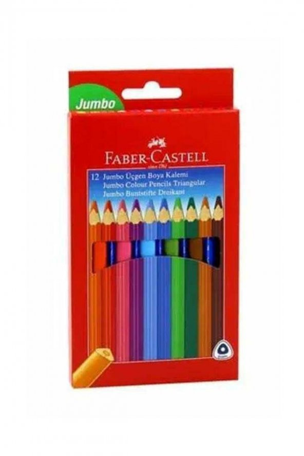 Faber Castell Faber L Jumbo Üçgen Boya Kalemi, 12 Renk ürün görseli 1