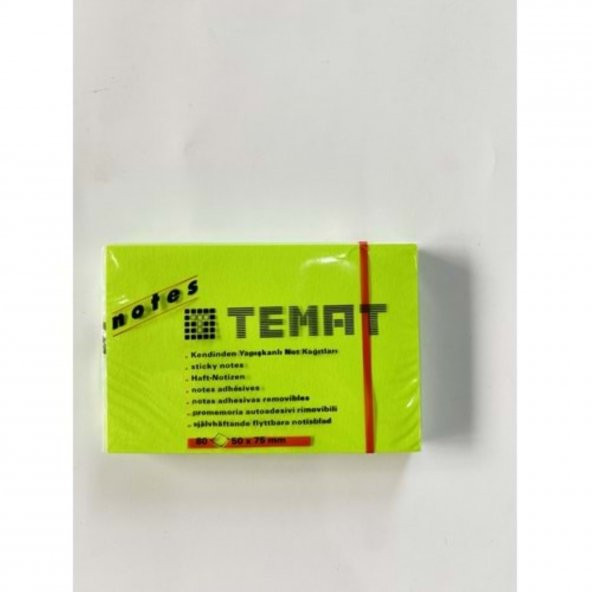 Temat 50x75 mm Yapışkanlı Not Kağıdı yeşil ürün görseli 1
