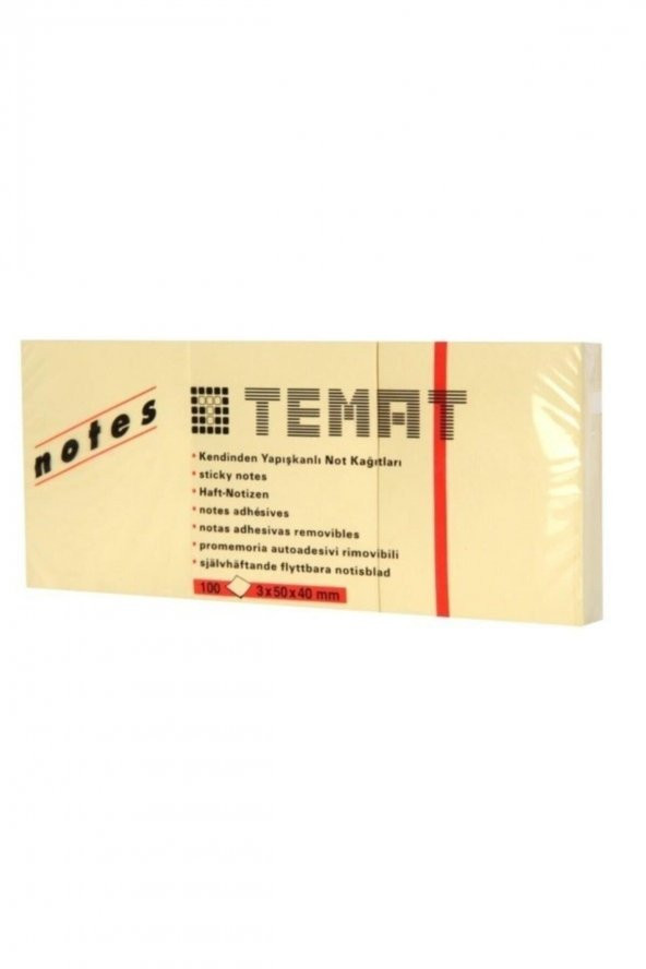 Temat Yapışkanlı Not Kağıdı 100 Ypr Pastel Sarı 3x50x40 Mm 11230 ürün görseli 1
