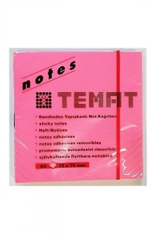 Temat Yapışkanlı Not Kağıdı Küp Fosforlu Renk 75x75 Mm ürün görseli 1
