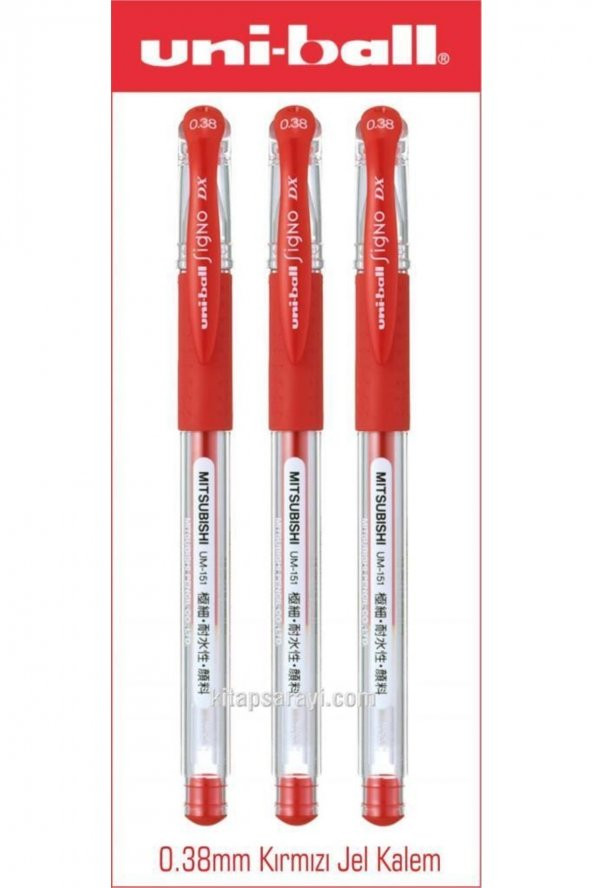 UNİ-BALL Uniball Signo Dx 0.38 Mm Kırmızı Jel Kalem 3 Adet Um-151 ürün görseli 1