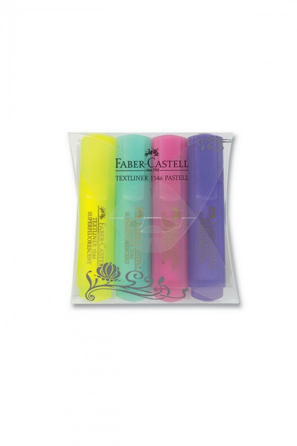 Faber Castell Textliner 1546 Pastel Fosforlu Kalem 4`lü Set ürün görseli 1