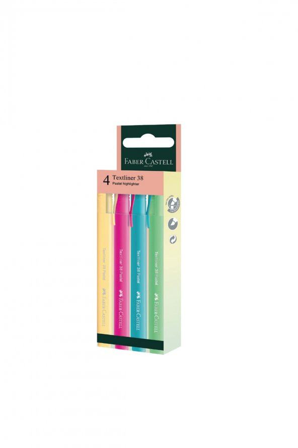 Faber Castell 38 Textliner 4lü Fosforlu Kalem Seti ürün görseli 1