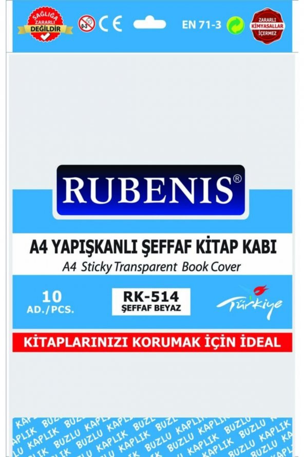 Rubenis A4 Yapışkanlı Şeffaf Kitap Kabı 10lu Kampanyalı ürün görseli 1