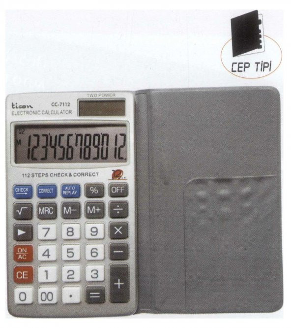 Ticon ticon hesap makinası cc-7112 cep tipi ürün görseli 1