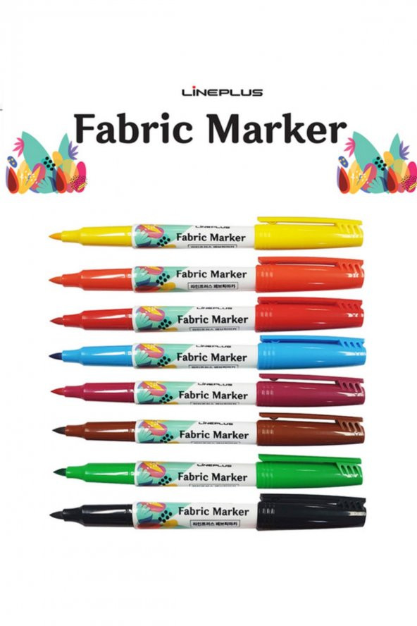 Lineplus Fabric Marker 8 RENKLİ TEKSTİL KALEMİ - Resim 2