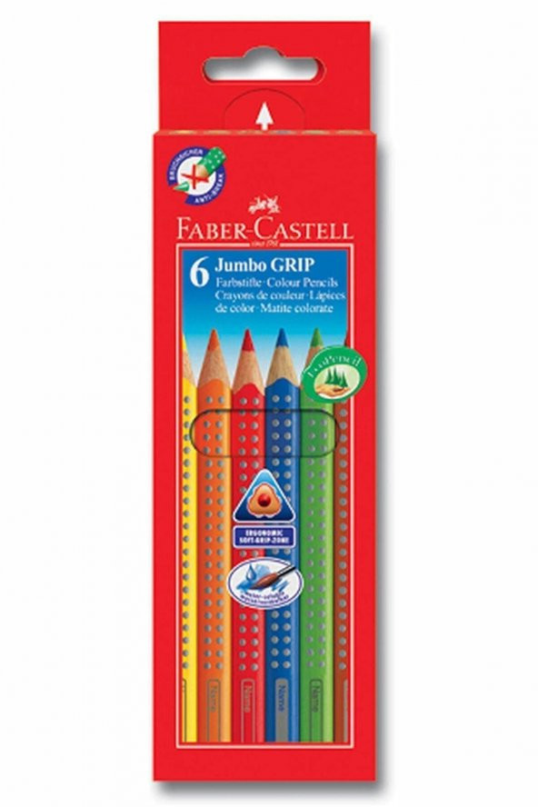 Faber Castell 6 Renk Jumbo Grip Kuru Boya ürün görseli 1