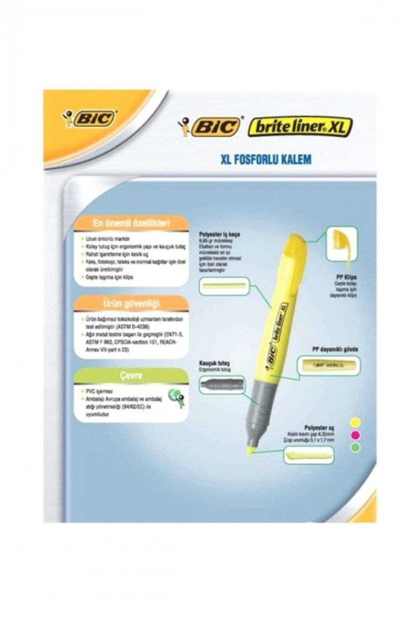 Bic Marking Highlighter XL Fosforlu Kalem Yeşil 10 lu Kutu ürün görseli 1