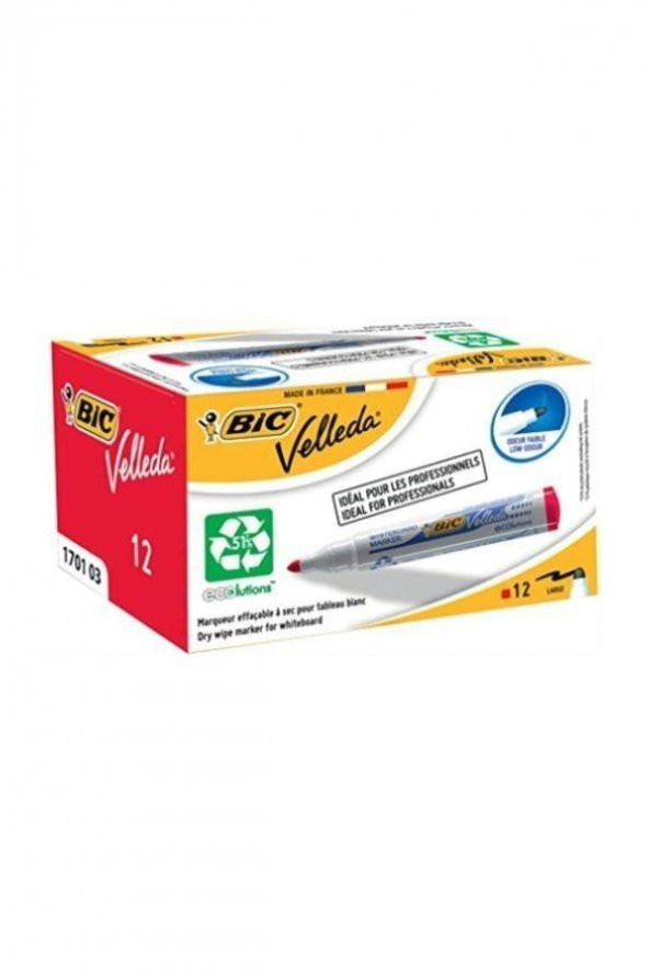 Bic Velleda 1701 Beyaz Tahta Kalemi Kırmızı 12 li Kutu ürün görseli 1
