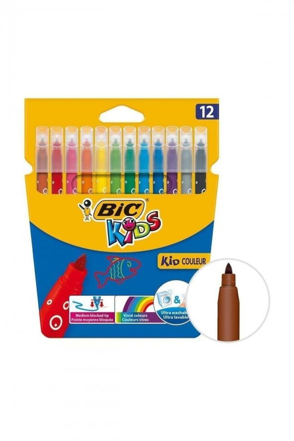 Bic Kids Kid Couleur Keçeli Boya Kalemi 12 Renk ürün görseli 1