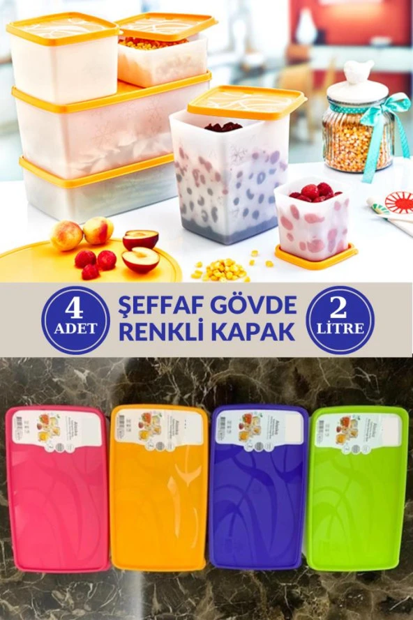 Flosoft 2 Litre Alaska No Frost Buzdolabı Dondurucu Erzak Saklama Kabı 4 ADET ürün görseli 1