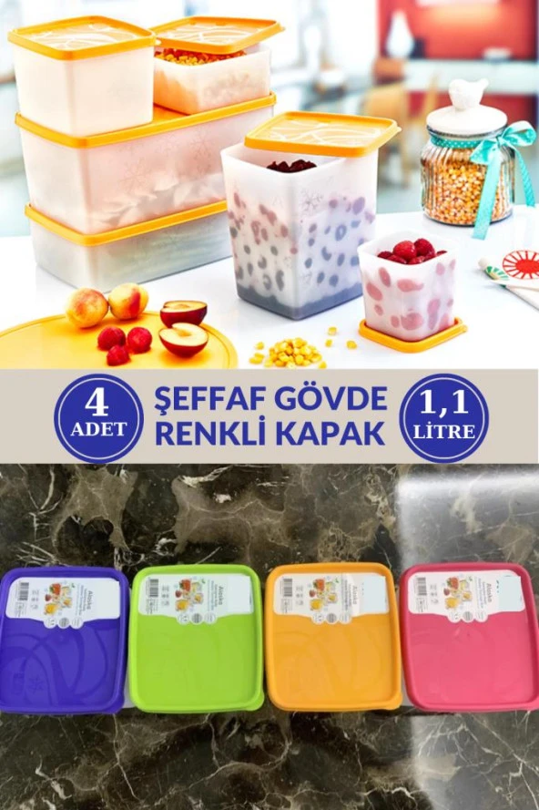 Flosoft 1,1 Litre Alaska No Frost Buzdolabı Dondurucu Erzak Saklama Kabı 4 ADET ürün görseli 1