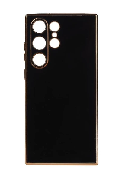 Galaxy S23 Ultra Kılıf Kamera Korumalı Altın Kenar Tasarım Silikon ürün görseli 1