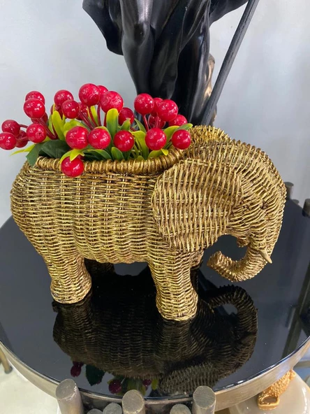 Fil saksı, hasır dokulu sukulent saksı,banyo dekoru, polyester fil saksı ürün görseli 1