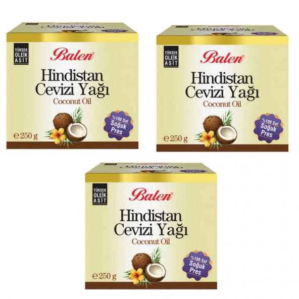 Balen Hindistan Cevizi Yağı 3 x 250 G (Soğuk Pres) ürün görseli 1