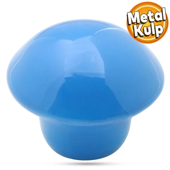 Mantar Düğme Kulp Çekmece Bebek Çocuk Genç Odası Dolap Kapak Kulpu Kulbu Mavi Metal Kulp ürün görseli 1