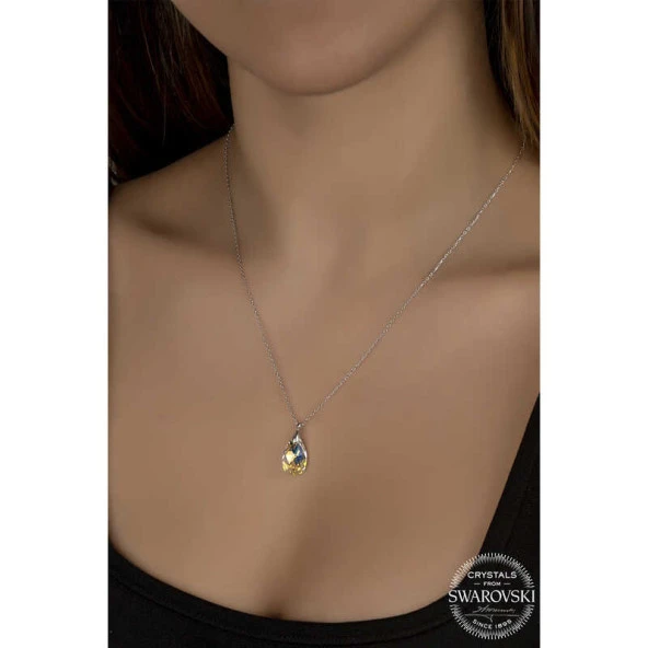 Swarovski Crystal Taşlı Damla Gümüş Kadın Kolye ürün görseli 1
