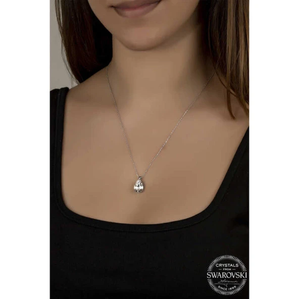 Swarovski Crystal Taşlı Damla Gümüş Kadın Kolye ürün görseli 1
