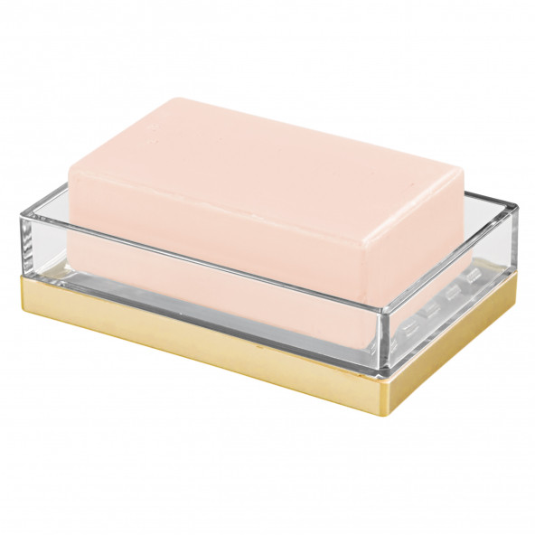 41089ES SABUNLUK MODERN ALTIN TASARIMLI AKRİLİK 12X8X3CM ürün görseli 1