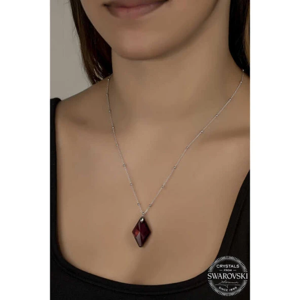 Swarovski Crystal Taşlı Ametist Top Zincir Gümüş Kadın Kolye ürün görseli 1