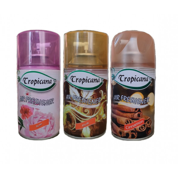 Tropicana Air Freshener Oda Kokusu Rose Gül Musk Misk Cinnamon Tarçın Koku Parfüm Spreyi 260 ml X 3 Adet ürün görseli 1