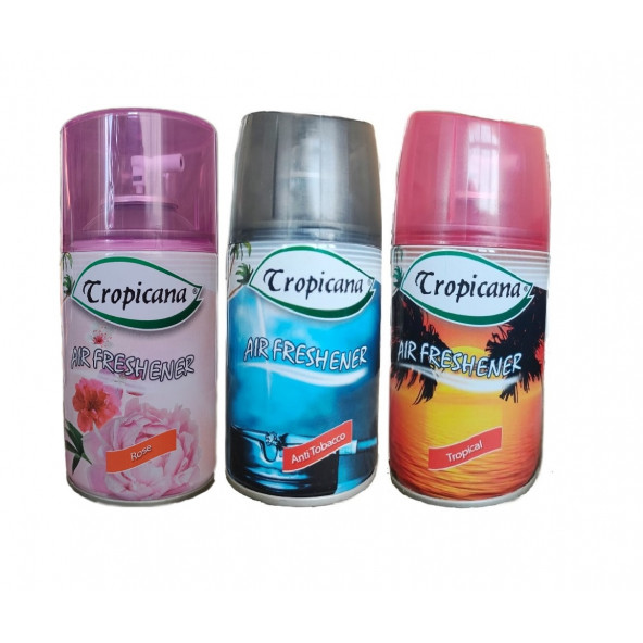 Tropicana Air Freshener Oda Kokusu Rose Gül Anti Tobacco Tropical Koku Parfüm Sprey 260 Ml x 3 Adet ürün görseli 1