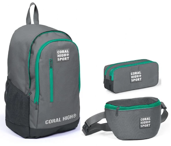 Coral High Sport Açık Gri Ortaokul Lise Sırt Çanta Seti ürün görseli 1
