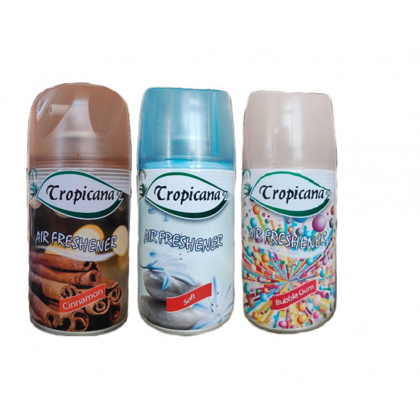 Tropicana Air Freshener Oda Kokusu Cinnamon Tarçın Soft Hafif Bubble Gum Koku Parfüm Sprey 260 Ml X 3 Adet ürün görseli 1