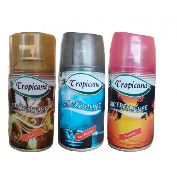 Tropicana Air Freshener Oda Kokusu Musk Misk Anti Tobacco Tropical Koku Parfüm Sprey 260 ml X 3 Adet ürün görseli 1
