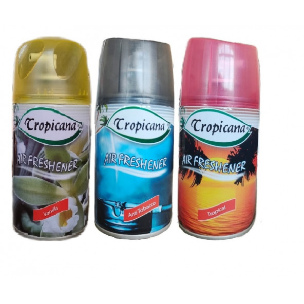 Tropicana Air Freshener Oda Kokusu Ipeksi Vanilya Anti Tobacco Tropical Koku Parfüm Sprey 260 Ml X 3 Adet ürün görseli 1