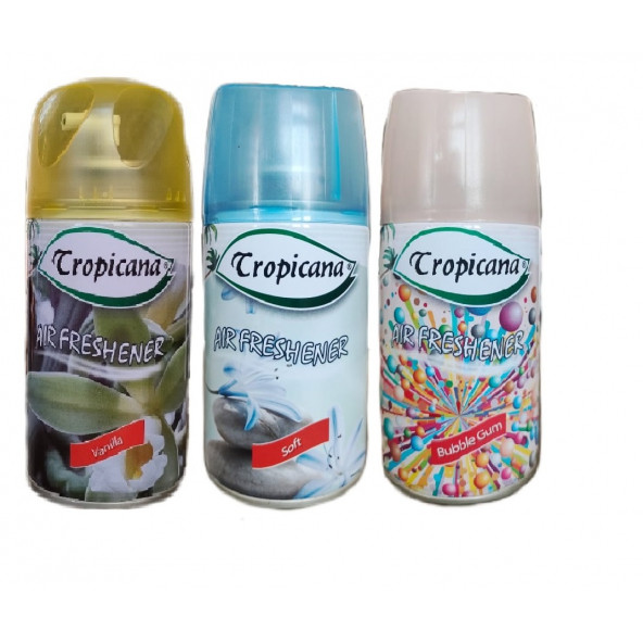 Tropicana Air Freshener Oda Kokusu Ipeksi Vanilya Soft Hafif Bubble Gum Koku Parfüm Sprey 260 Ml X 3 Adet ürün görseli 1