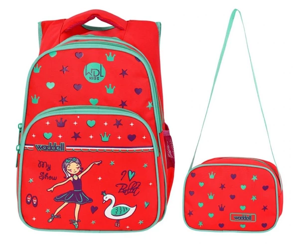 WaddellBag Kız Çocuk Kırmızı Balerin İlkokul Sırt Çantası ürün görseli 1