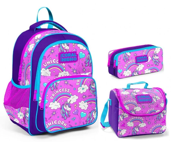 Coral High Kids Kız Çocuk İlkokul Çanta Seti - Unicorn ürün görseli 1