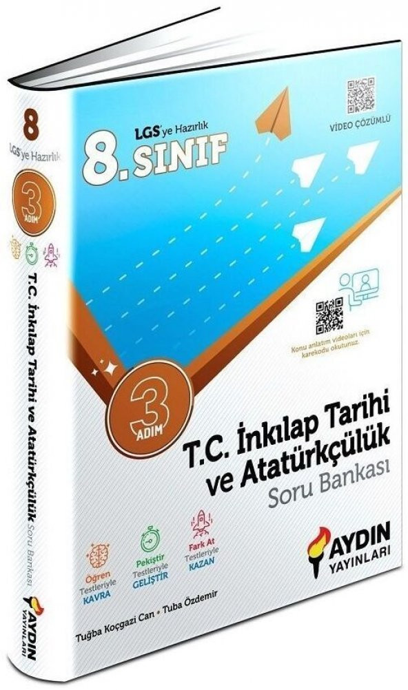 Aydın Yayınları 8. Sınıf LGS TC İnkılap Tarihi ve Atatürkçülük Üç Adım Soru Bankası ürün görseli 1