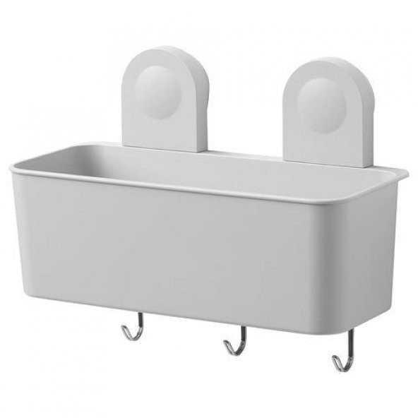 Vantuzlu Banyo Duş Sepeti 26x21 Cm MeridyenDukkan 3 Kancalı-Su Delikli Banyo Dekorasyonu-Sepeti ürün görseli 1