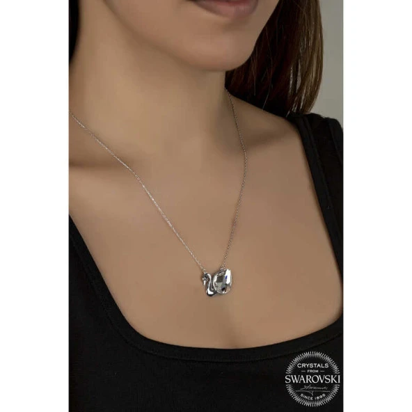 Swarovski Crystal Taşlı Kuğu Gümüş Kadın Kolye ürün görseli 1