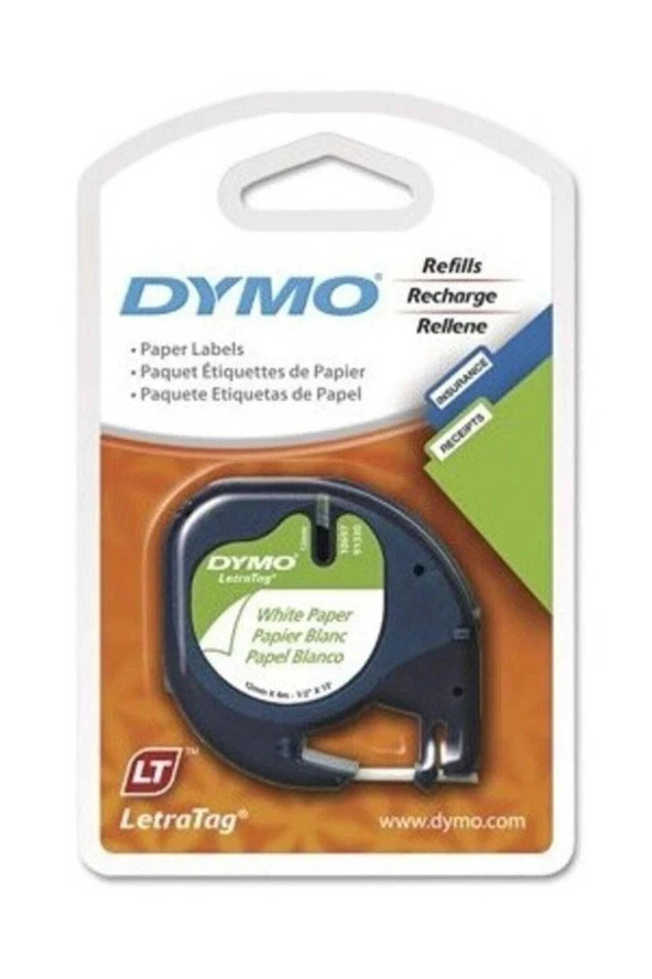 Dymo Letratag Şerit Kağıt 12 MM x 4 Metre Beyaz Şerit Kağıt (10 Lu Paket) ürün görseli 1