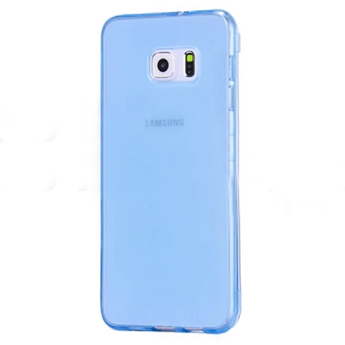 Samsung Galaxy S6 (G920) Kılıf Soft Silikon Şeffaf-Mavi Arka Kapak ürün görseli 1