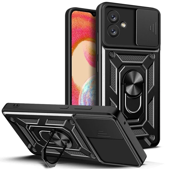 Gpack Samsung Galaxy A04E Kılıf Sert Silikon Tank Aramid Sürgülü Vega Yüzüklü ürün görseli 1