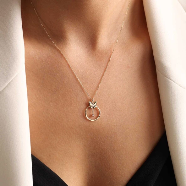 Kelebek Altın Kolye Dorikalı - Resim 2