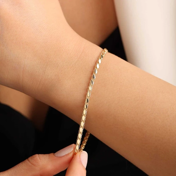 Pullu Altın Bileklik 3mm - Resim 2