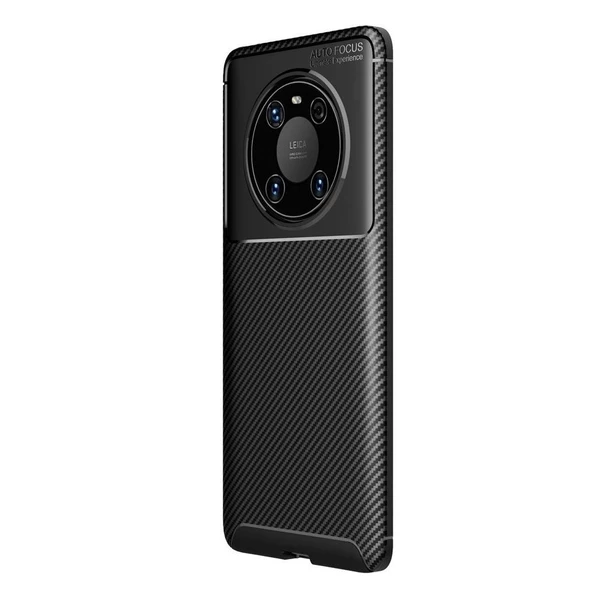 Smcase Huawei Mate 40 Pro Kılıf Karbon Dokulu Negro Silikon  Tam Kapatan Ekran Koruyucu  Kamera Koruyucu ürün görseli 1