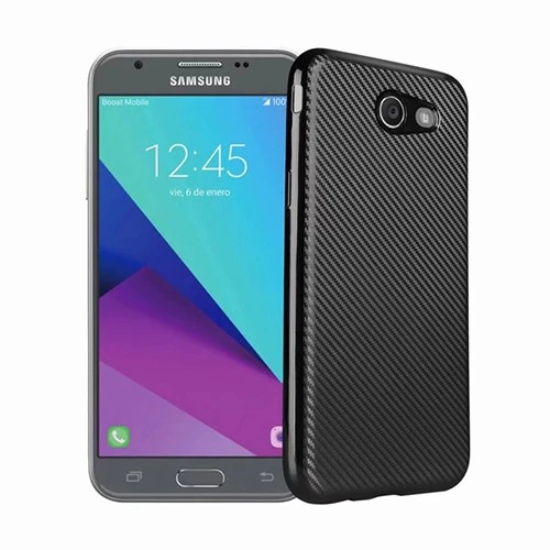 FitCase Galaxy J7 2017 Elektroliz Carbon Desen Arka Kapak Siyah ürün görseli 1